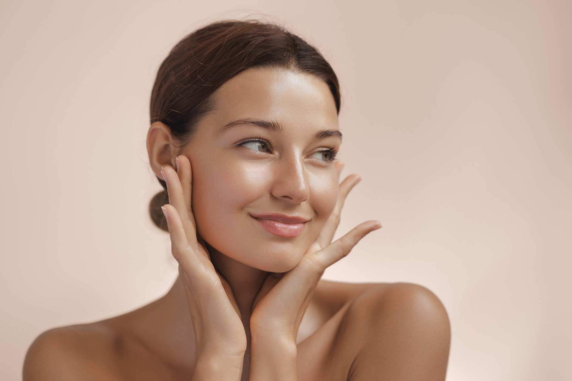 Beauty Photo of Woman with Clean and Healthy Skin Showing Her Face